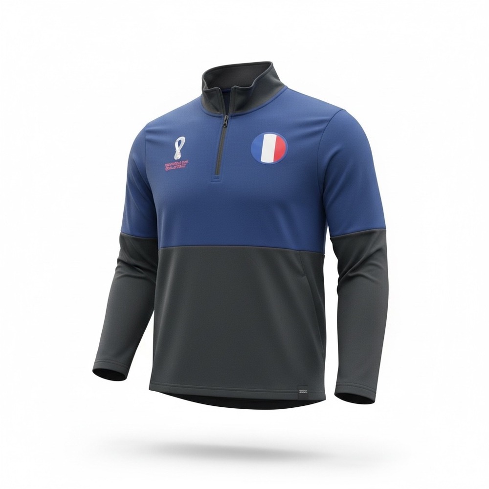 FIFA World Cup Qatar 2022 France Quarter Zip Pullover Blue Black Mens XL